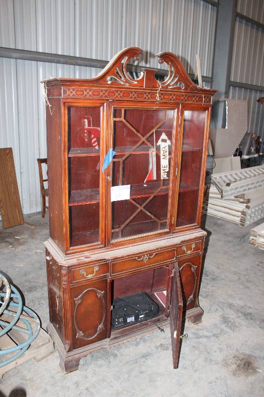 Wooden Cabinet wGlass Doors 44� x 15� x 77�.