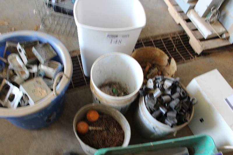Bucket Lot of (6) Miscellaneous Metal Hardware.