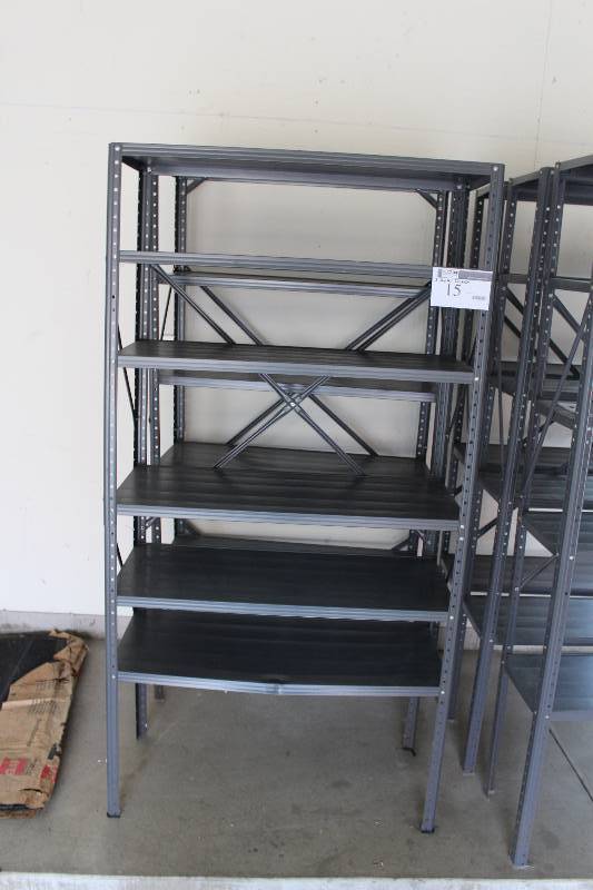 lot 15 image: Lot of (2) Metal Shelving Units 36 x 16 x 69.