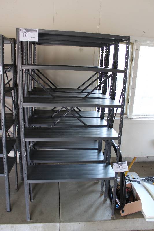 lot 16 image: Lot of (3) Metal Shelving Units 36 x 16 x 69.