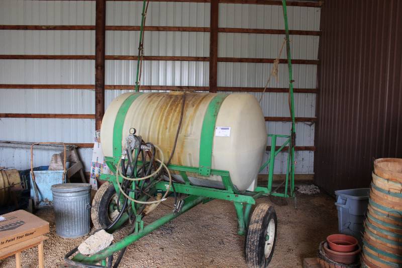 lot 2 image: Water Tank wPull-Along Trailer & Hose Attachment Serial No. 11586 400-500.  Includes 400 Gallon Water TankSprayer  with 28 foot Field Sprayer booms