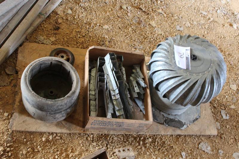 lot 79 image: John Deere Field Cultivator Replacement Rubber Guide WheelsJoist Hangers and Roof Ventilator
