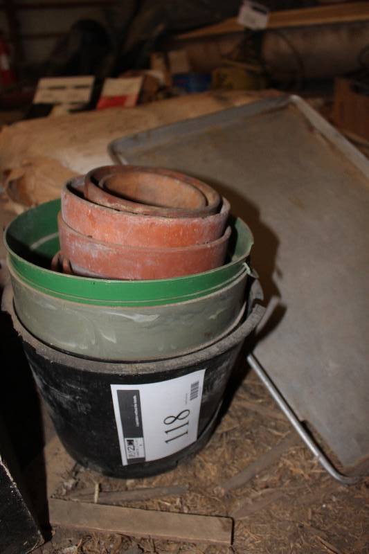 lot 118 image: Lot of Buckets & Flower Pots.