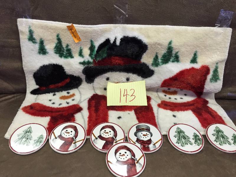 Snowman Coasters and Rug