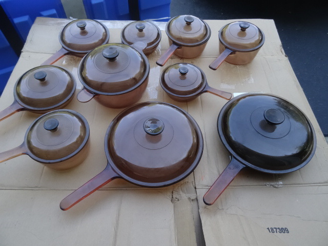 lot 14 image: Large box of Corning Ware Visions Cookware