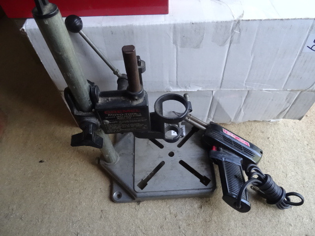 lot 21 image: Dremel Drill Press Stand and Weller soldering gun