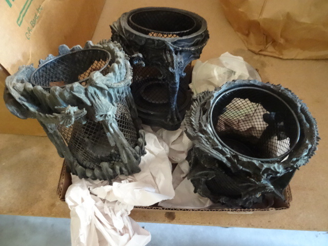 lot 47 image: Set of three Gothic Aroma Therapy candle holders
