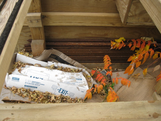Large wooden box and contents
