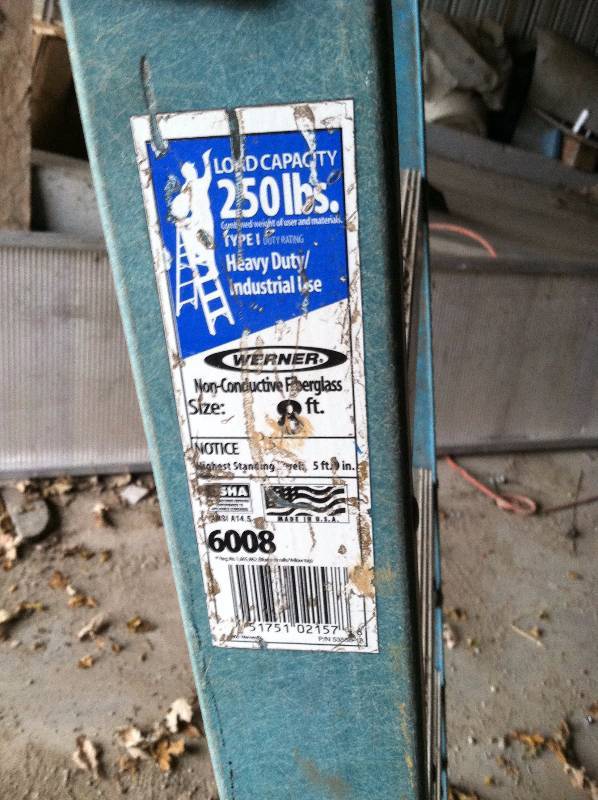 8 foot Werner Fibreglass ladder