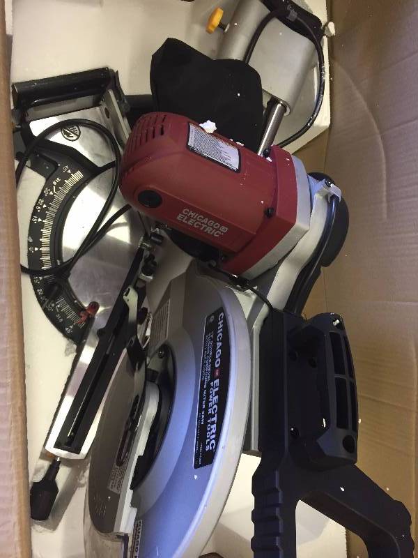 lot 6 image: Chicago Electric 12 in. Double-Bevel Sliding Compound Miter Saw With Laser Guide System