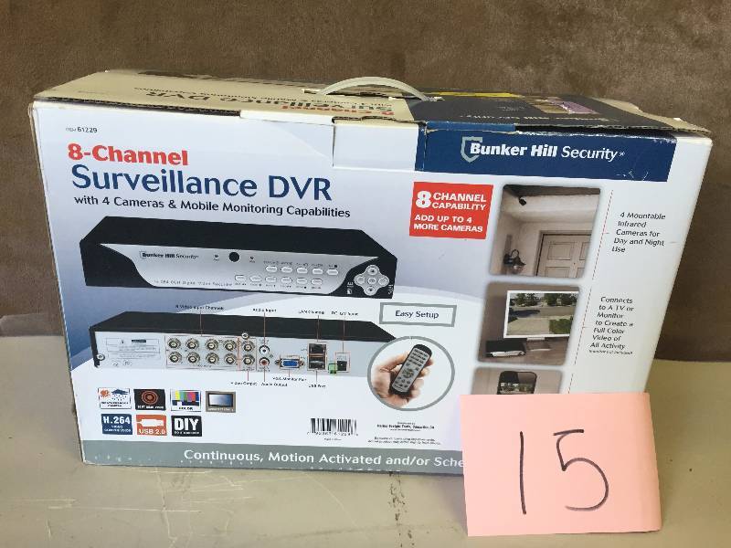 bunker hill 8 channel surveillance dvr with 4 cameras