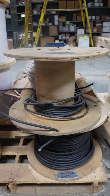lot 40 image: 2 Partial Spools E30117 UL AWG 2 Compact AL---Triple E Alloy AA3176 Type XHHW-2 Sun Res. 600 Volt Cable