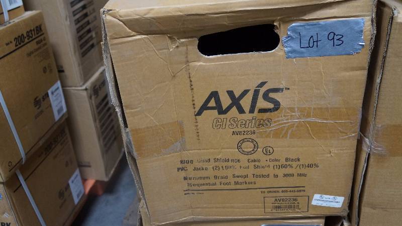 lot 93 image: NEW 1000 Spool of Axis CI Series AV82236 Quad Shield RG-6 Cable Black