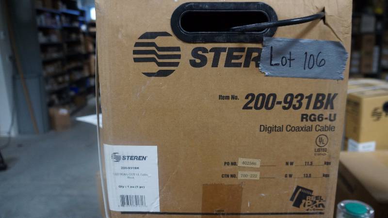 lot 106 image: NEW 1000 Spool of Steren RG6-U CCS UL Digital Coaxial Cable Black