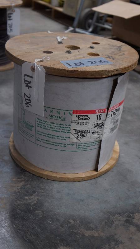 lot 206 image: NEW UNOPENED 2500 General Cable 10 AWG 19 STR Red Stranded Copper THHN Cable