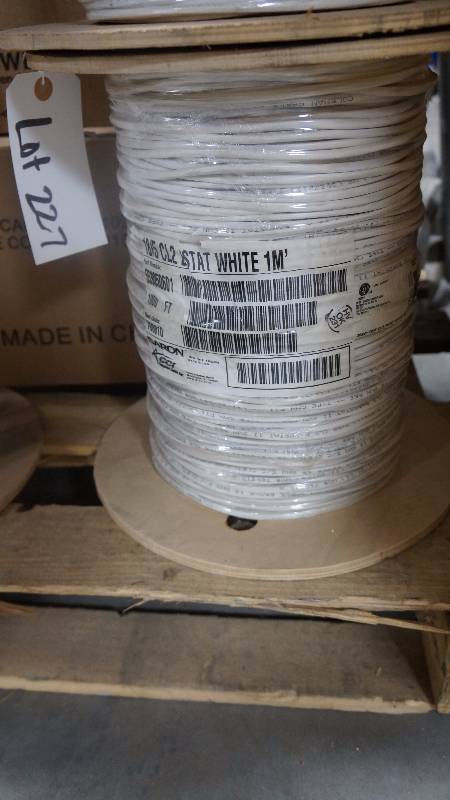 lot 227 image: NEW UNOPENED 1000 Spool of Baron CCI 185 CL2 BSTAT White 1M Cable