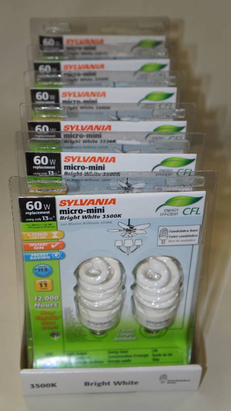 lot 311 image: Case of 6 Sylvania Bright White 60 Watt 120 Volt CFL Double Packs (12 total)