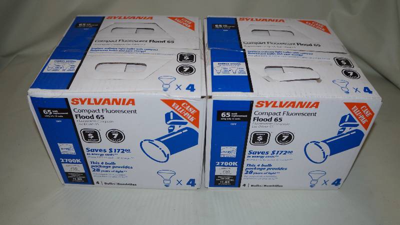 lot 324 image: 2 Unopened Cases of 4 Sylvania Compact Florescent Flood 65 Bulbs