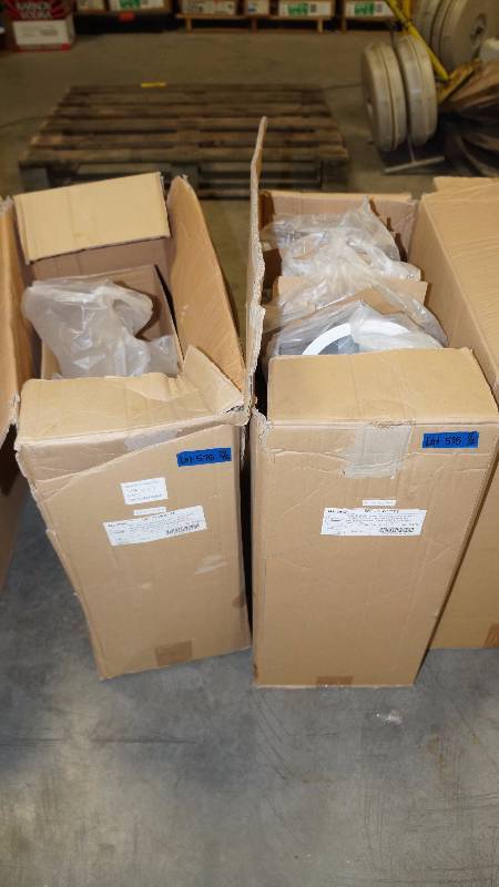 lot 575 image: NIB 2 Open Boxes All Pro Full Cone Reflector  Baffle Self Flanged White - Approx Qty 36
