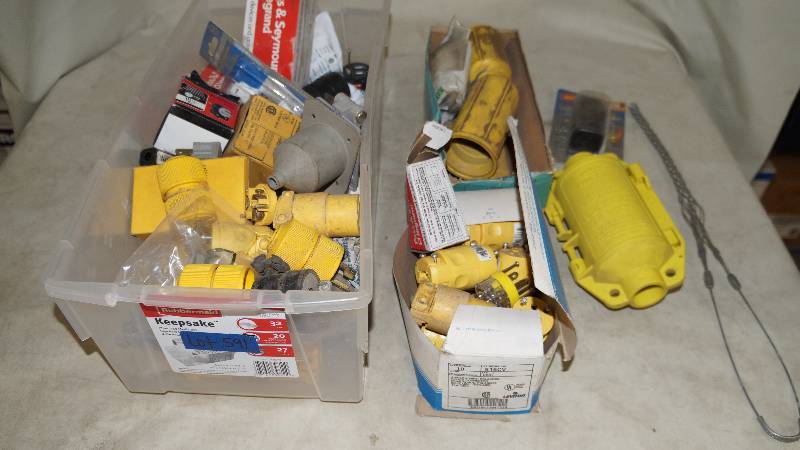 lot 591 image: Misc Box Of Power Outlets and Lockout Boxes