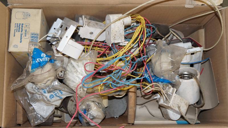 lot 594 image: Box of Wiring and Sockets