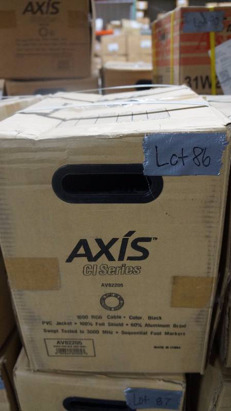 lot 86 image: NEW 1000 Spool of AXIS CI Series AV82205 RG-6 Cable Black