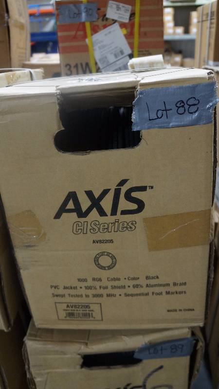 lot 88 image: NEW 1000 Spool of AXIS CI Series AV82205 RG-6 Cable Black