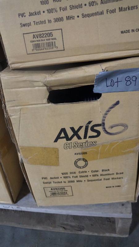 lot 89 image: NEW 1000 Spool of AXIS CI Series AV82205 RG-6 Cable Black