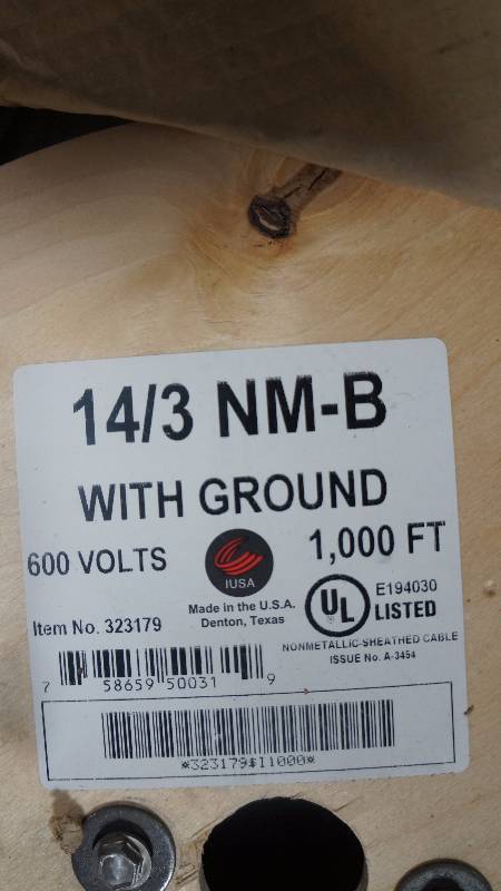 lot 74 image: NEW IUSA 1000 Spool 143 NM-B w Ground 600 Volts UL Listed Non-Metallic Sheathed Cable