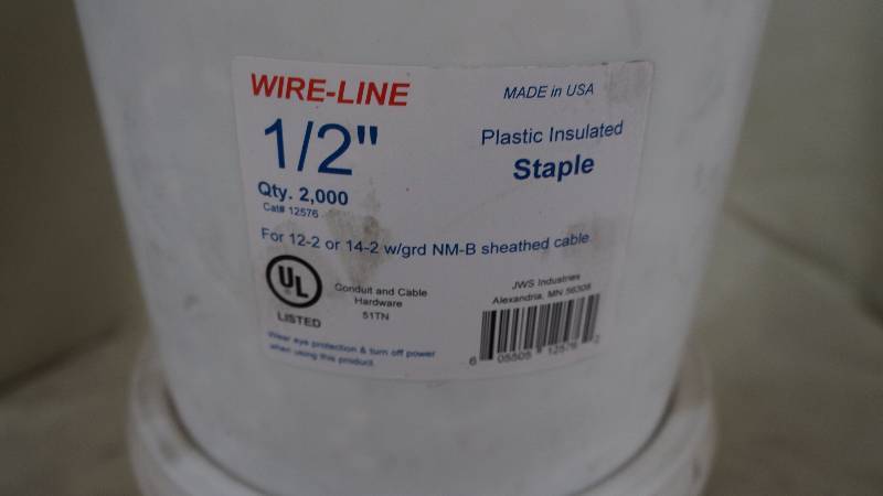 lot 632 image: Qty 2 Sealed NIB Wire-Line 12 Plastic Insulated Staples - Qty 4000
