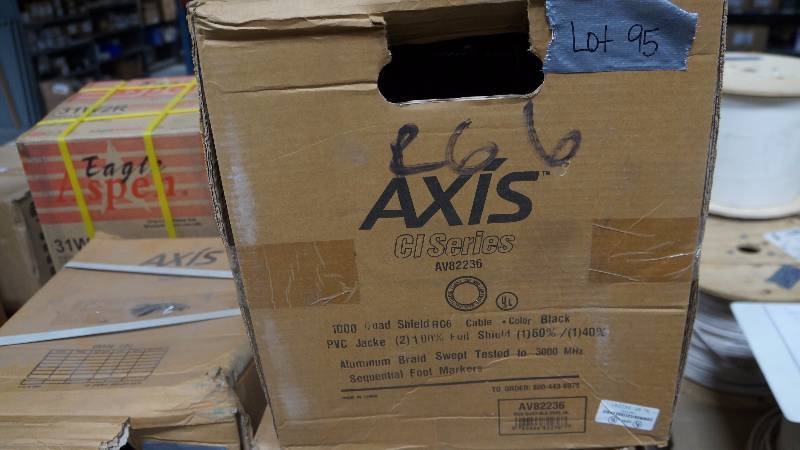 lot 95 image: NEW 1000 Spool of Axis CI Series AV82236 Quad Shield RG-6 Cable Black