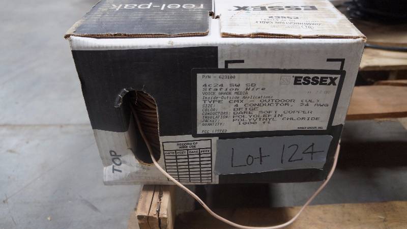 lot 124 image: NEW Opened Spool of Essex 4c24 SW SB Station Wire Voice Grade Media InsideOut Type CMX