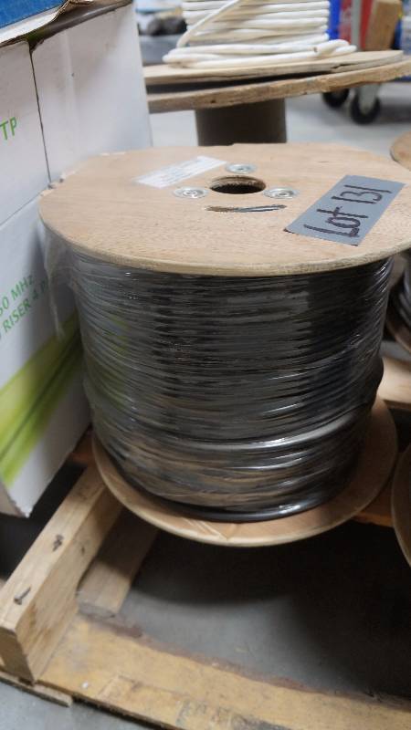 lot 131 image: NEW UNOPENED 1000 Spool of Black 16 AWG Inwall CL2 Rated 2 Cond. Speaker Cable