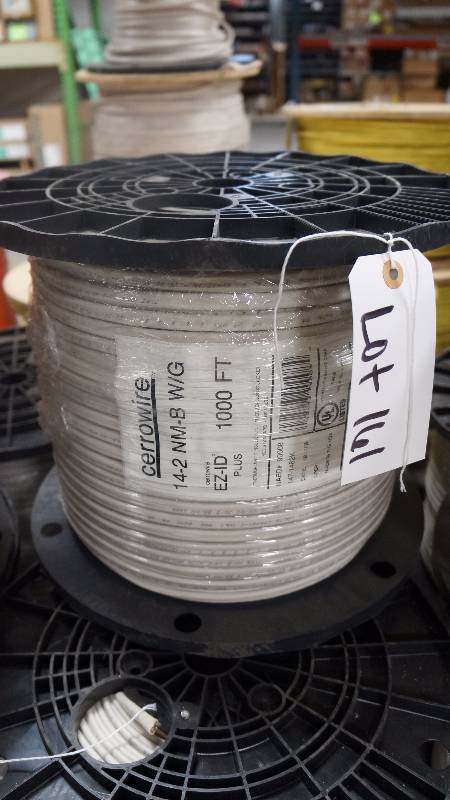 lot 161 image: NEW UNOPENED 1000 Spool of Cerrowire 14-2 NM-B WG EZ-ID Plus 600 Volts NonMetallic Sheathed Cable