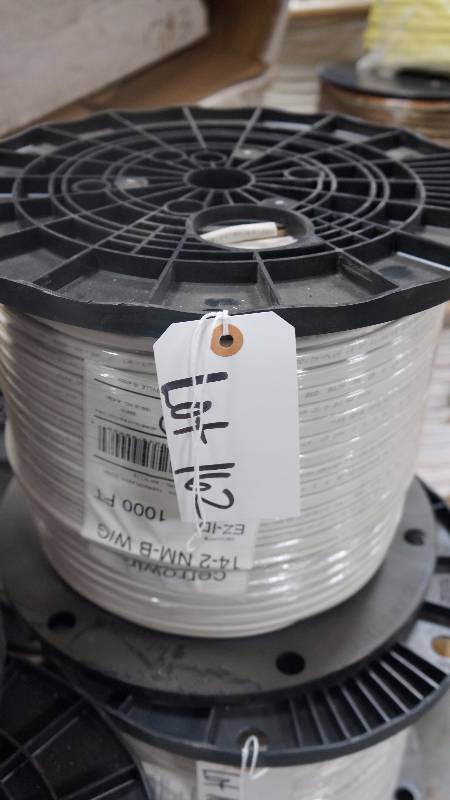 lot 162 image: NEW UNOPENED 1000 Spool of Cerrowire 14-2 NM-B WG EZ-ID Plus 600 Volts NonMetallic Sheathed Cable