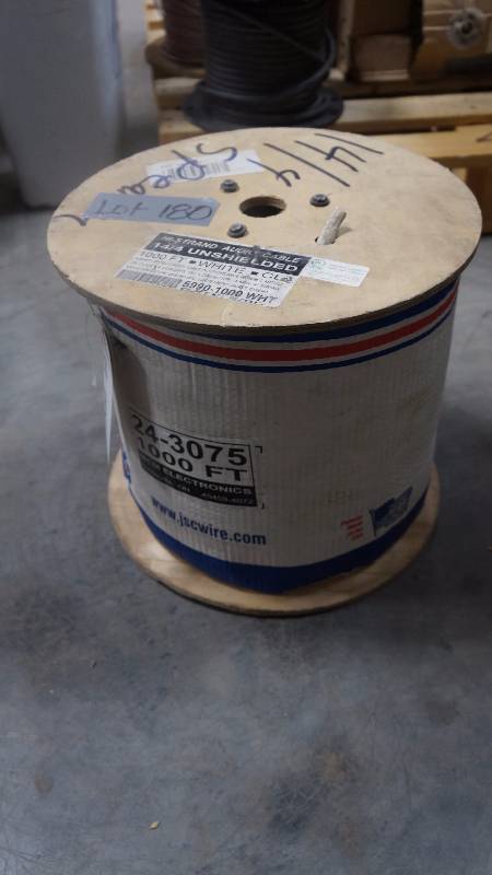 lot 180 image: NEW Unopened 1000 Spool of JSC Hi-Strand 144 Unshielded White CL 24-3075 Cable