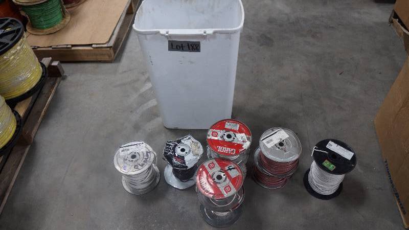 lot 188 image: Lot of NEW Misc. Wire  Cable with Trash Basket