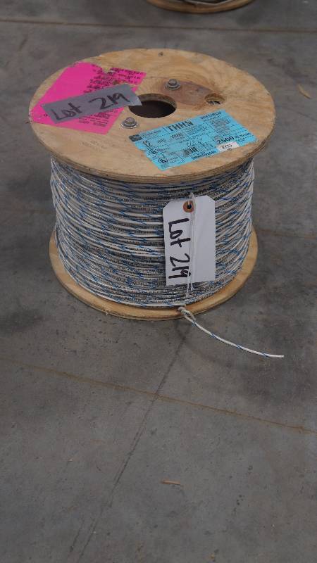 lot 219 image: NEW Partial Spool of Encore Wire 12 AWG Strand THHN WHTBLU Copper Wire