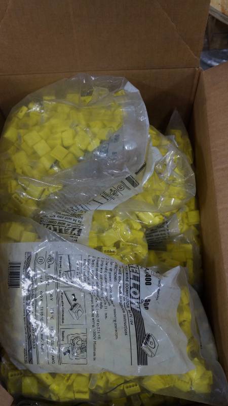 lot 254 image: Box of Preferred Industries Yellow Push In Wire Connectors