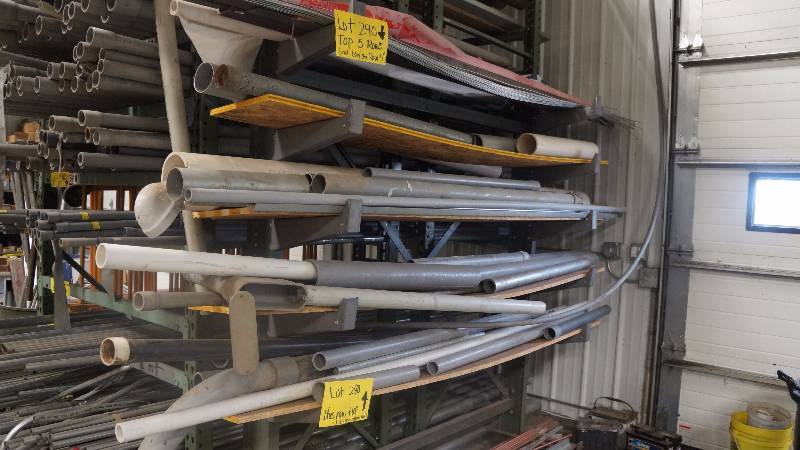 lot 290 image: 5 Rows of Variety of Plastic & Metal Conduit with Extra Metal