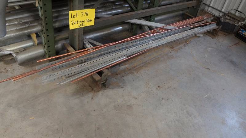 lot 291 image: Row of Brackets & Approximately 10 - 12 Pieces of Copper Grounding Rod