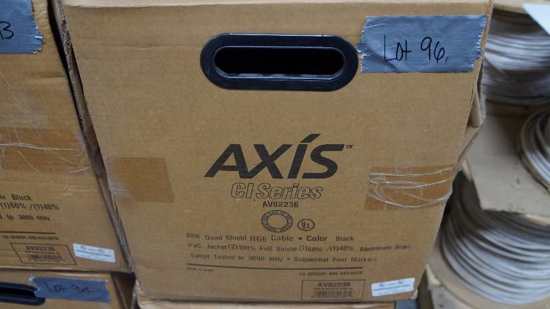 lot 96 image: NEW 1000 Spool of Axis CI Series AV82236 Quad Shield RG-6 Cable Black