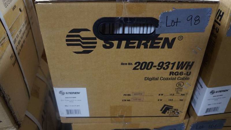 lot 98 image: NEW 1000 Spool of Steren RG6-U Digital Coaxial Cable UL Listed White