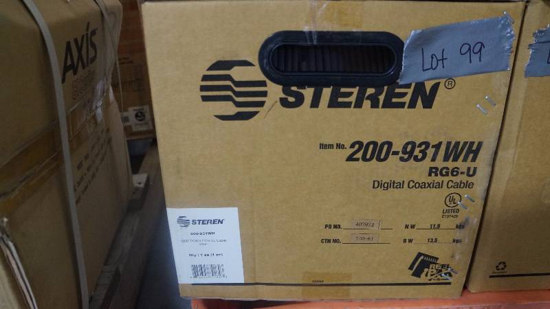 lot 99 image: NEW 1000 Spool of Steren RG6-U Digital Coaxial Cable UL Listed White