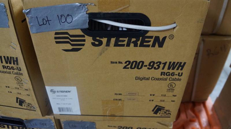 lot 100 image: NEW 1000 Spool of Steren RG6-U Digital Coaxial Cable UL Listed White
