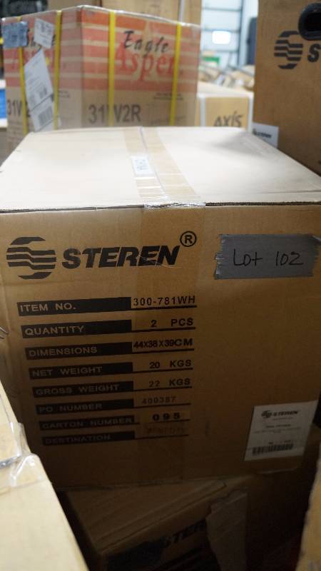 lot 102 image: NEW 1000 Spool of Steren 4 pr Cat5e UTP UL CMR Cable White Qty 2Box 44x38x39 CM