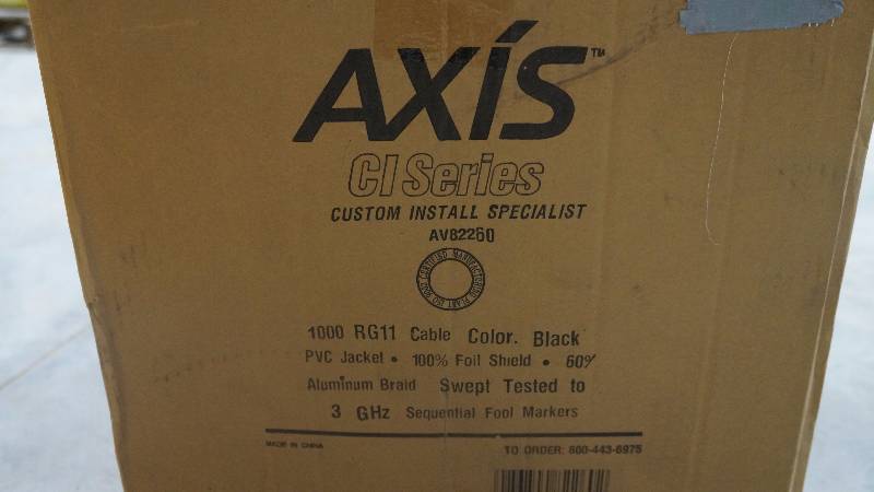 lot 104 image: NEW 1000 Spool of AXIS CI Series AV82260 RG11 Black Cable