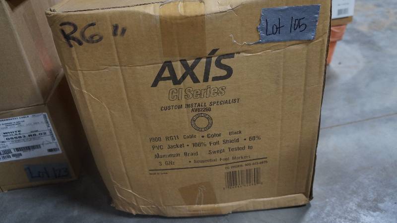 lot 105 image: NEW 1000 Spool of AXIS CI Series AV82260 RG11 Black Cable