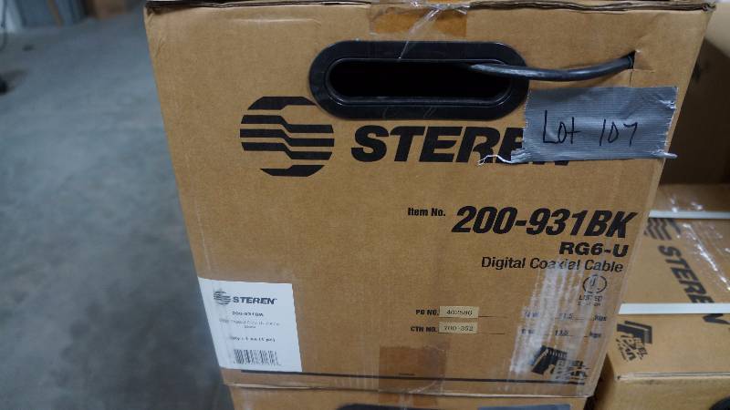 lot 107 image: NEW 1000 Spool of Steren RG6-U CCS UL Digital Coaxial Cable Black