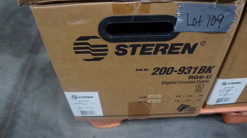 lot 109 image: NEW 1000 Spool of Steren RG6-U CCS UL Digital Coaxial Cable Black